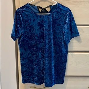 Blue crushed velvet top